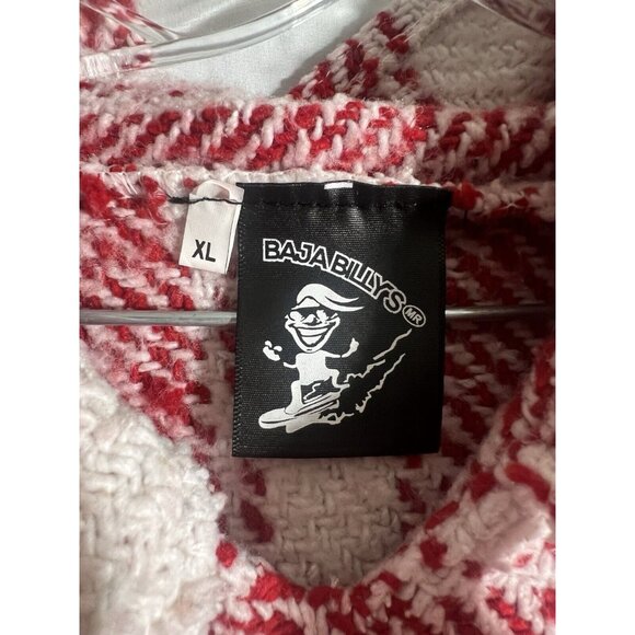 Baja Billy's Red Stripe Hoodie Pancho Surfer Skater Pullover Unisex XL - Picture 2 of 5